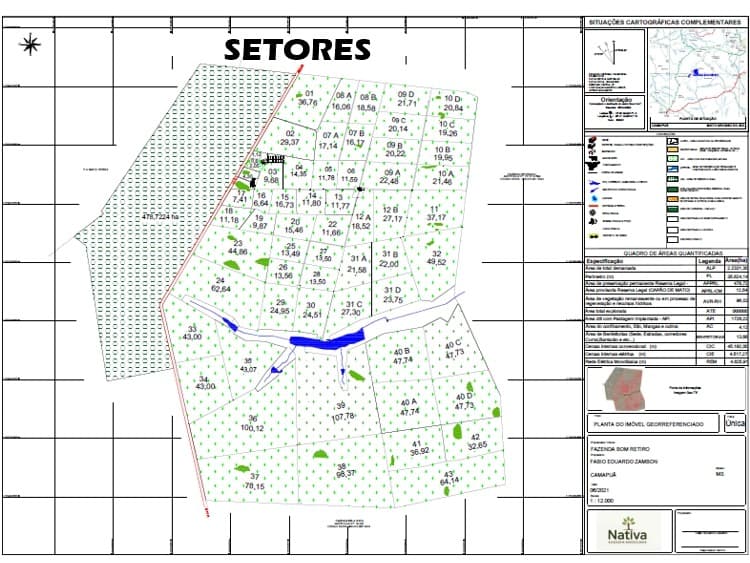Production sector layout dividing the property into numbered paddocks and production sectors.