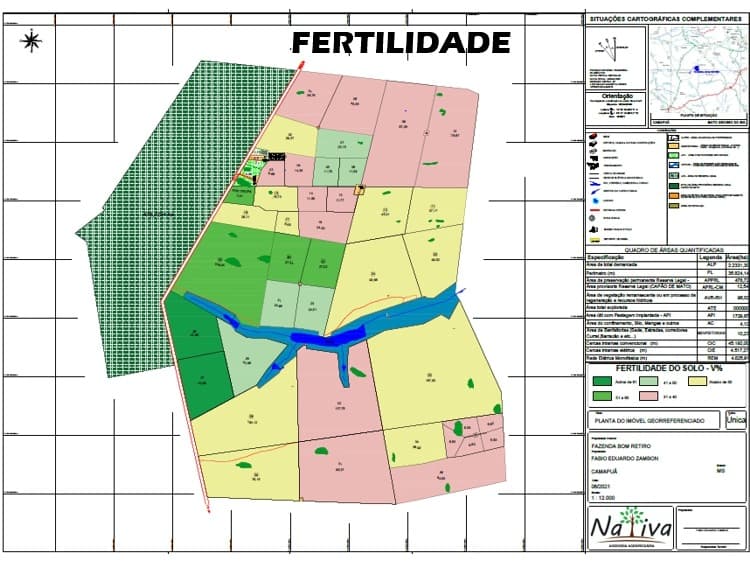 Soil fertility map dividing the property into zones by base-saturation level.