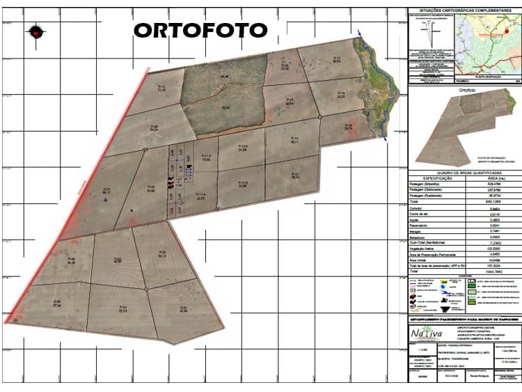 Georeferenced orthophoto map of the property showing paddock boundaries.