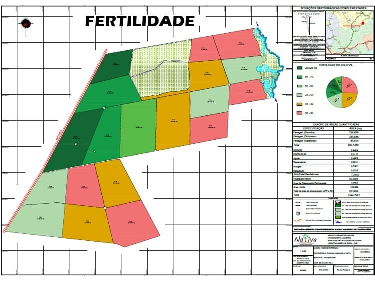 Soil fertility map of the property divided into zones by fertility level.